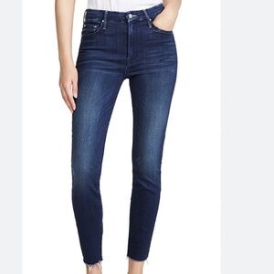 MOTHER The Looker Ankle Fray Jeans Womens 25 Dark Wash High Rise Skinny